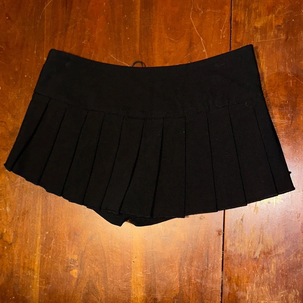 I.AM.GIA Black Pleated Mini Skort with Silver Buttons